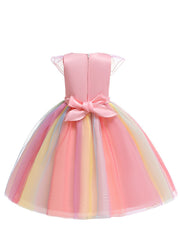 Girls Unicorn Mesh Princess Dress Formal Party Dress