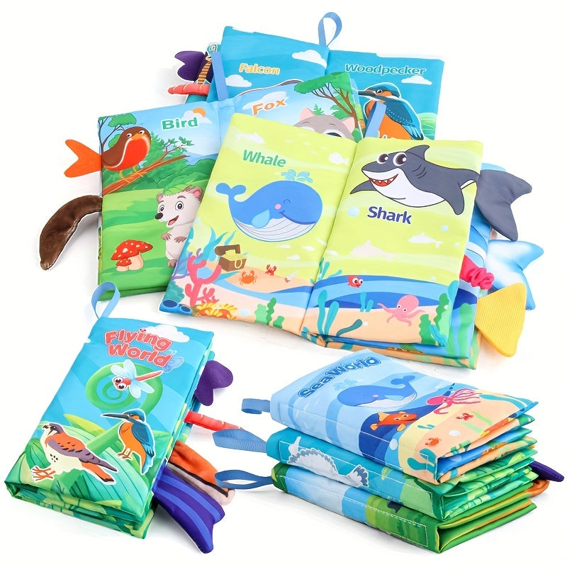 Baby Cloth Crinkle Soft Books, Sensory Stroller Toys, Tummy Time Toys