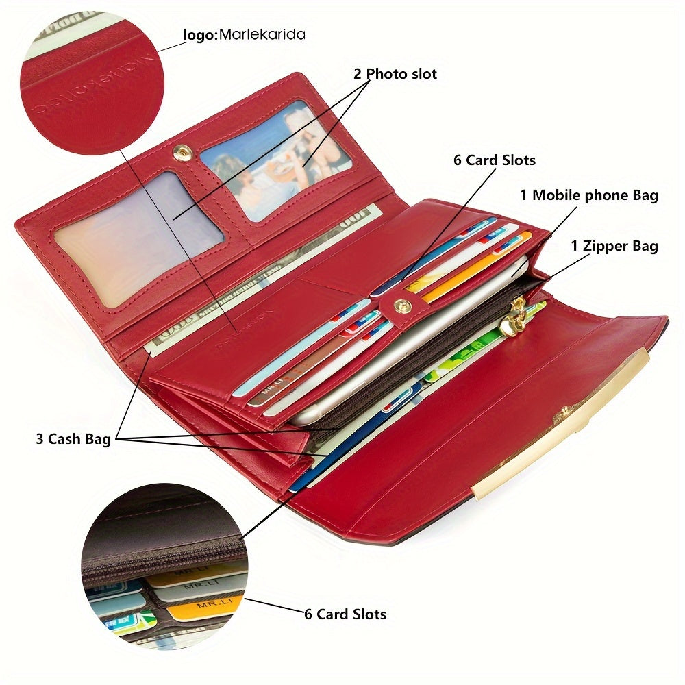 Marlekarida Large Capacity Tri Fold Women'S Wallet