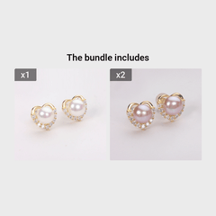 Heart Stud Earrings With Pearl Girls Jewelry