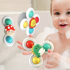 3pcs Suction Cups Spinning Top Toy Baby Game Infant Teether Stress Relief