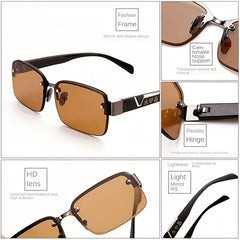Men's Small Rimless Sunglasses UV Resistant Sunglasses With Glasses Case