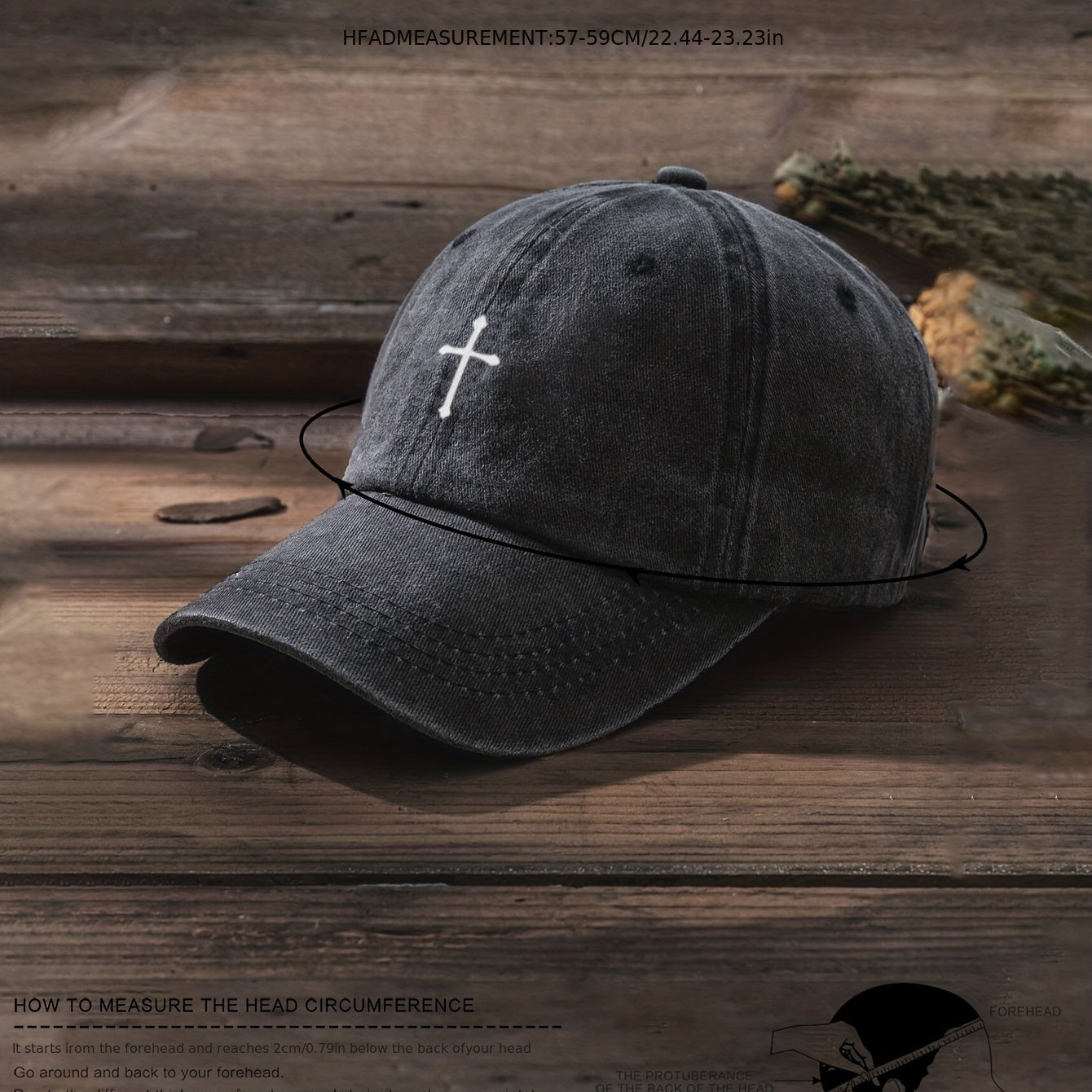 Cross Printed Baseball Cap Unisex Washed Distressed Casual Sun Hat