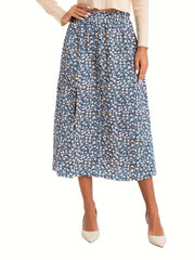 Boho Floral High Waist Split A Line Skirt