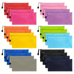 24 Pcs A6 Size Zipper Pouch Pencil Storage Bags in 12 Colors