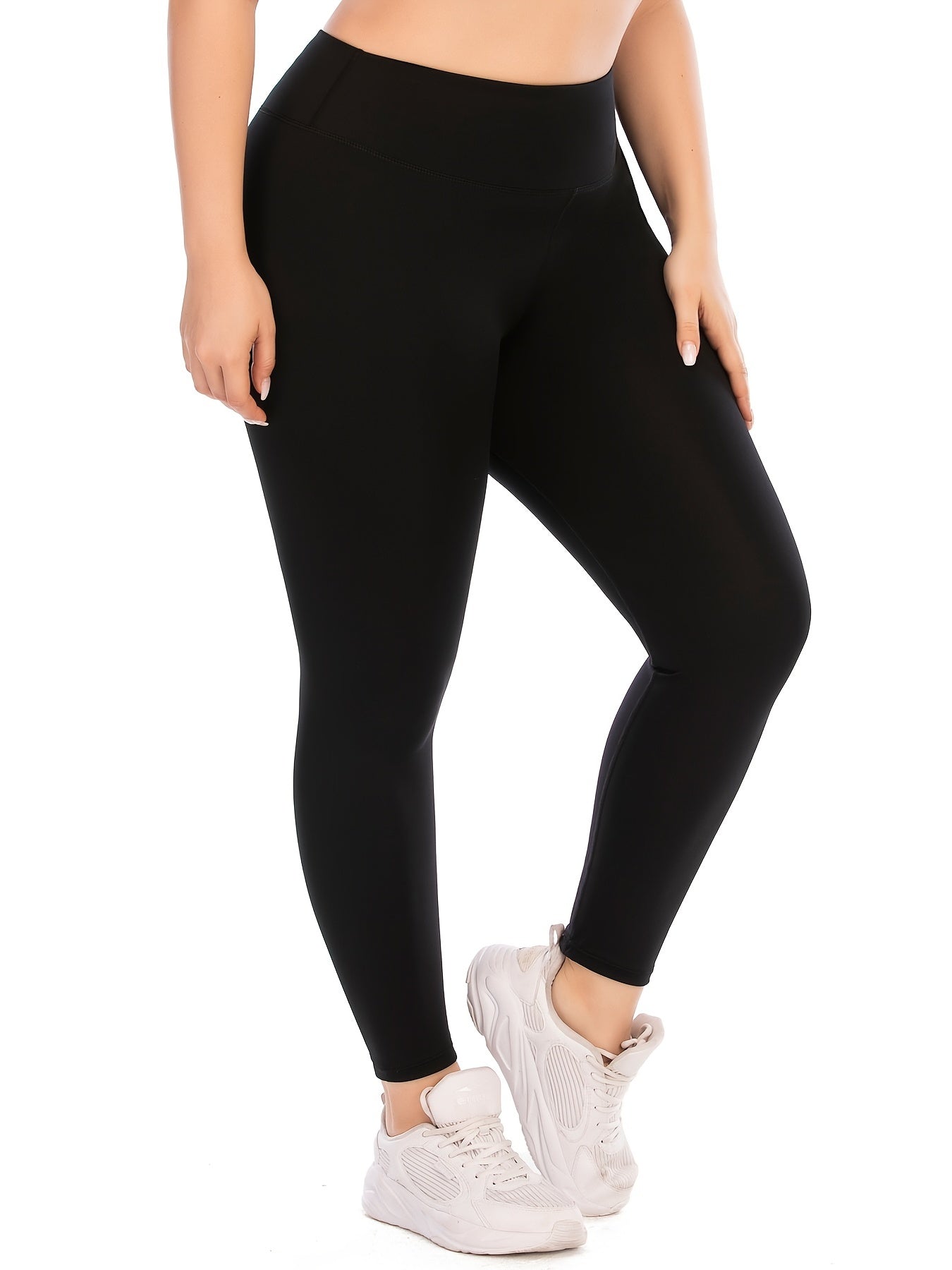 Solid Plus Size Yoga Leggings with Pocket