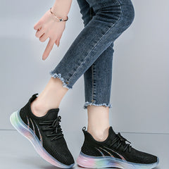 Stripe Walking Shoes Thick Sole Comfort Sneakers Women's Footwear