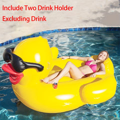 Large Yellow Duck Inflatable Water Toy with Beverage Holders
