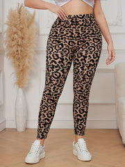 Sexy Leggings Women's Plus Leopard Print High Rise Leggings