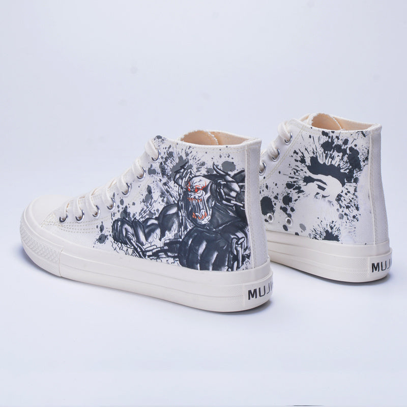 Men's Tide Print High Top Lace Up Canvas Sneakers