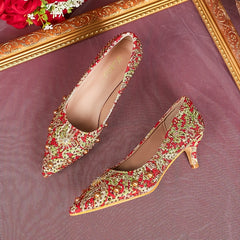 Pointed Toe Kitten Heel Pumps Slip-on Wedding Shoes