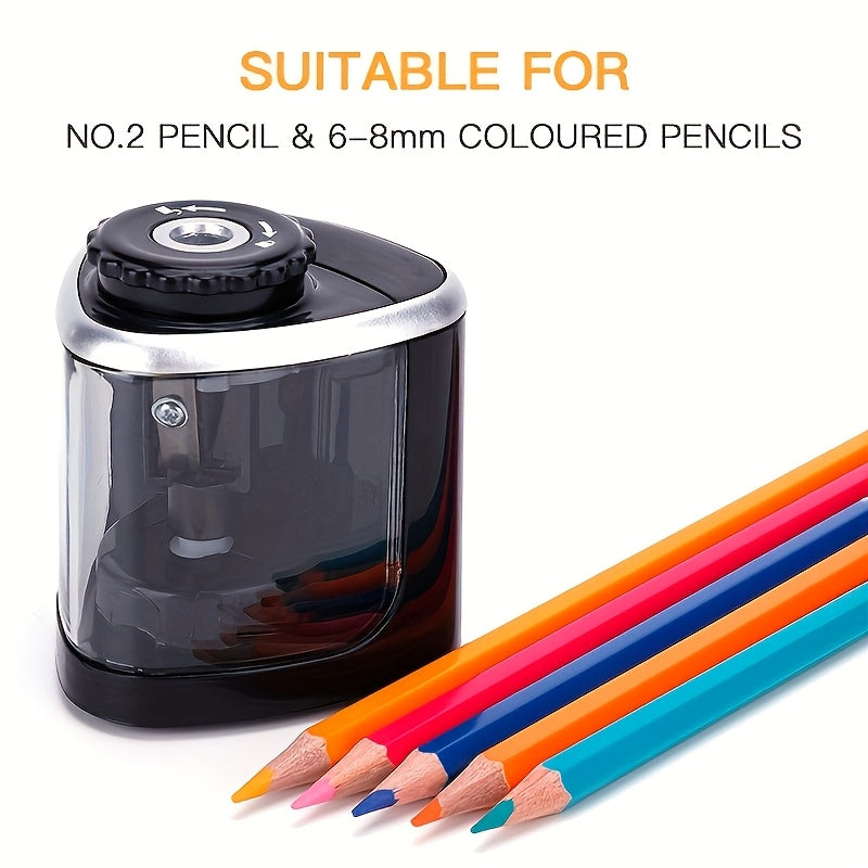 Electric Pencil Sharpener Auto Stop Safety Fast Sharpening AA Batteries