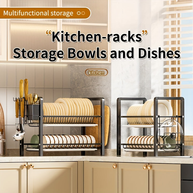 Foldable Kitchen Dish Rack with Chopstick Holder & Cutting Board Holder
