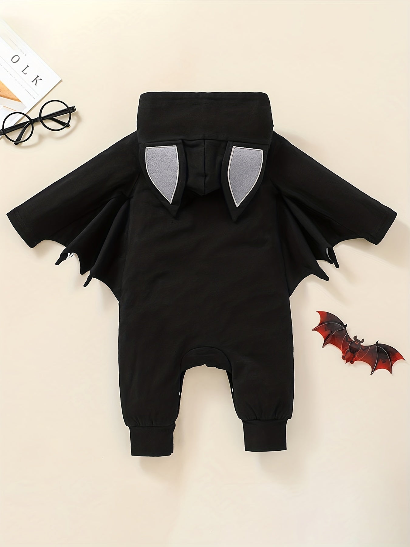 Baby Halloween Bat Print Hooded Romper Jumpsuit