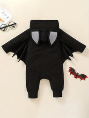 Baby Halloween Bat Print Hooded Romper Jumpsuit