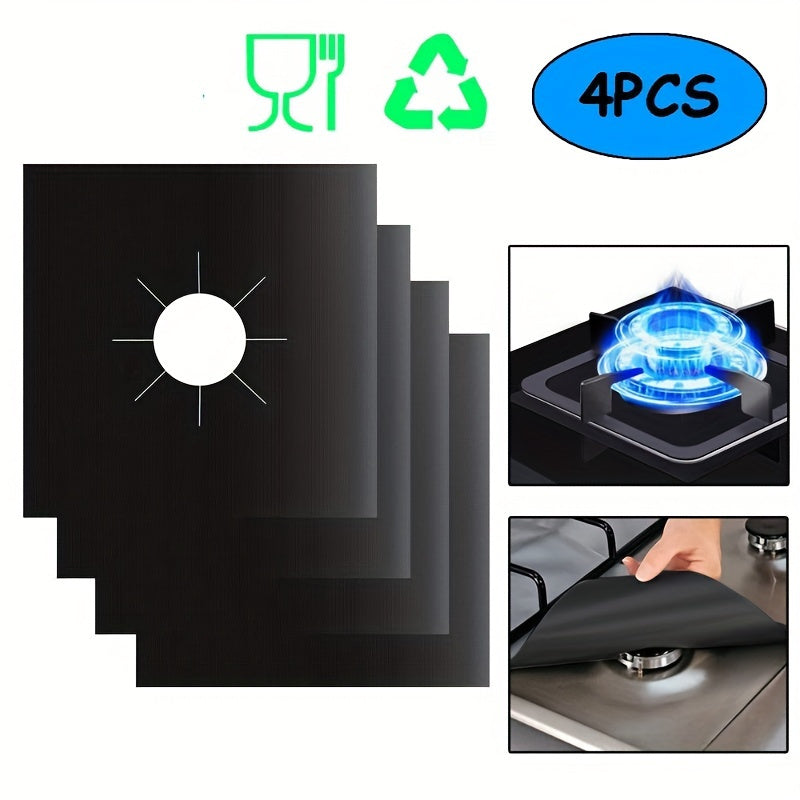 4pcs Gas Stove Burner Covers Reusable Non Stick Liners For Kitchen Cooking