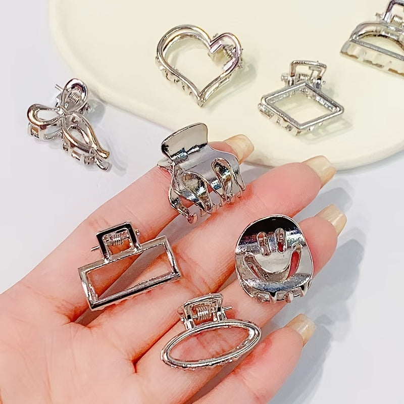 8pcs Small Hairpins Silvery Hair Claw Clips For Women Hair Accessories