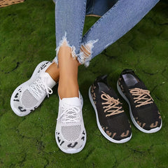 Women's Knit Sneakers Lace-Up Shoes Lightweight Running Shoes