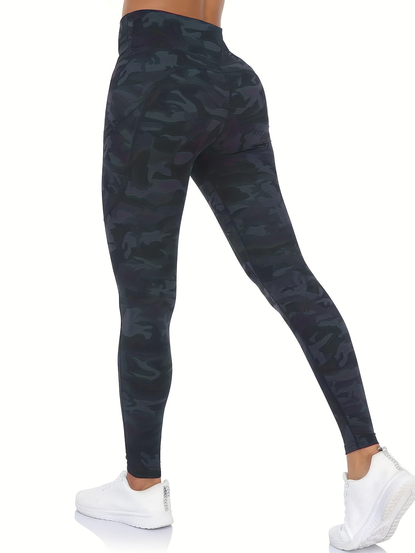 Camouflage Pattern Yoga Pants With Pocket High Stretch Leggings