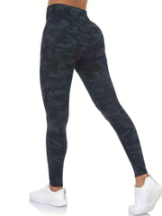 Camouflage Pattern Yoga Pants With Pocket High Stretch Leggings