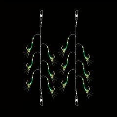 Bionic Fishing Hook Set with 6 Hooks on Green Leather String