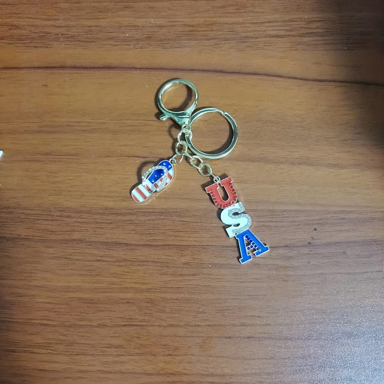 American Flag Alloy Inlaid Diamond Keychain Independence Gift