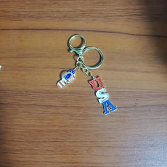 American Flag Alloy Inlaid Diamond Keychain Independence Gift