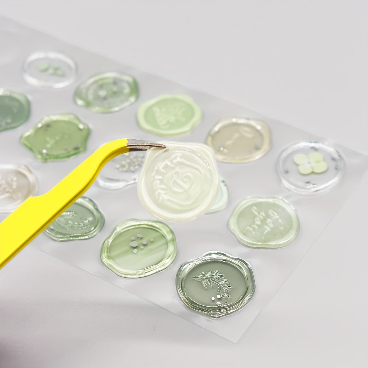 DIY Green Flower Branch Leaf Fire Paint Seal Stickers 18pcs