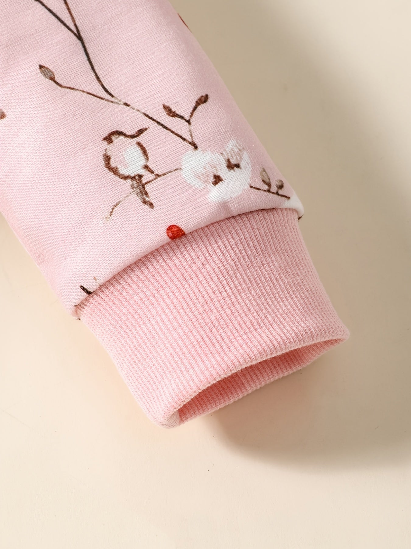 2pcs Baby Girls Deer And Flowers Print Sweatshirt & Pants Set