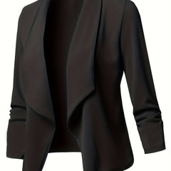 Solid Long Sleeve Lapel Collar Blazer