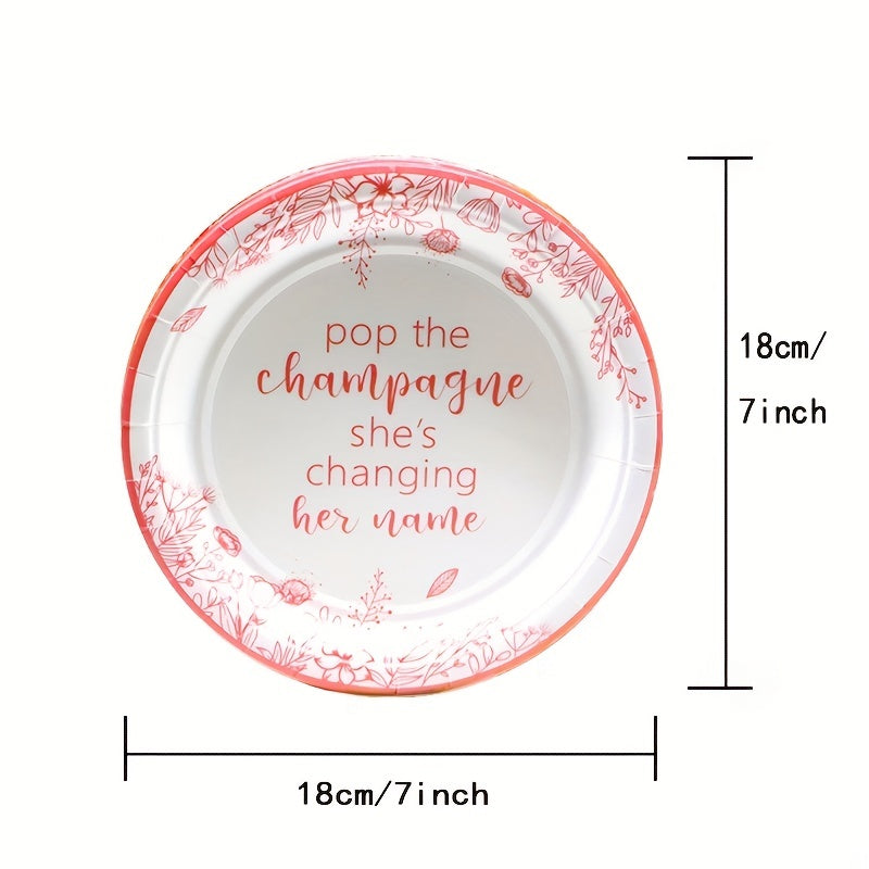 10pcs Rose Gold Bridal Shower Plates Disposable Engagement Party Decor
