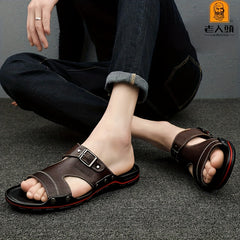 LAORENTOU Men's Leather Sandals for Hiking Trekking