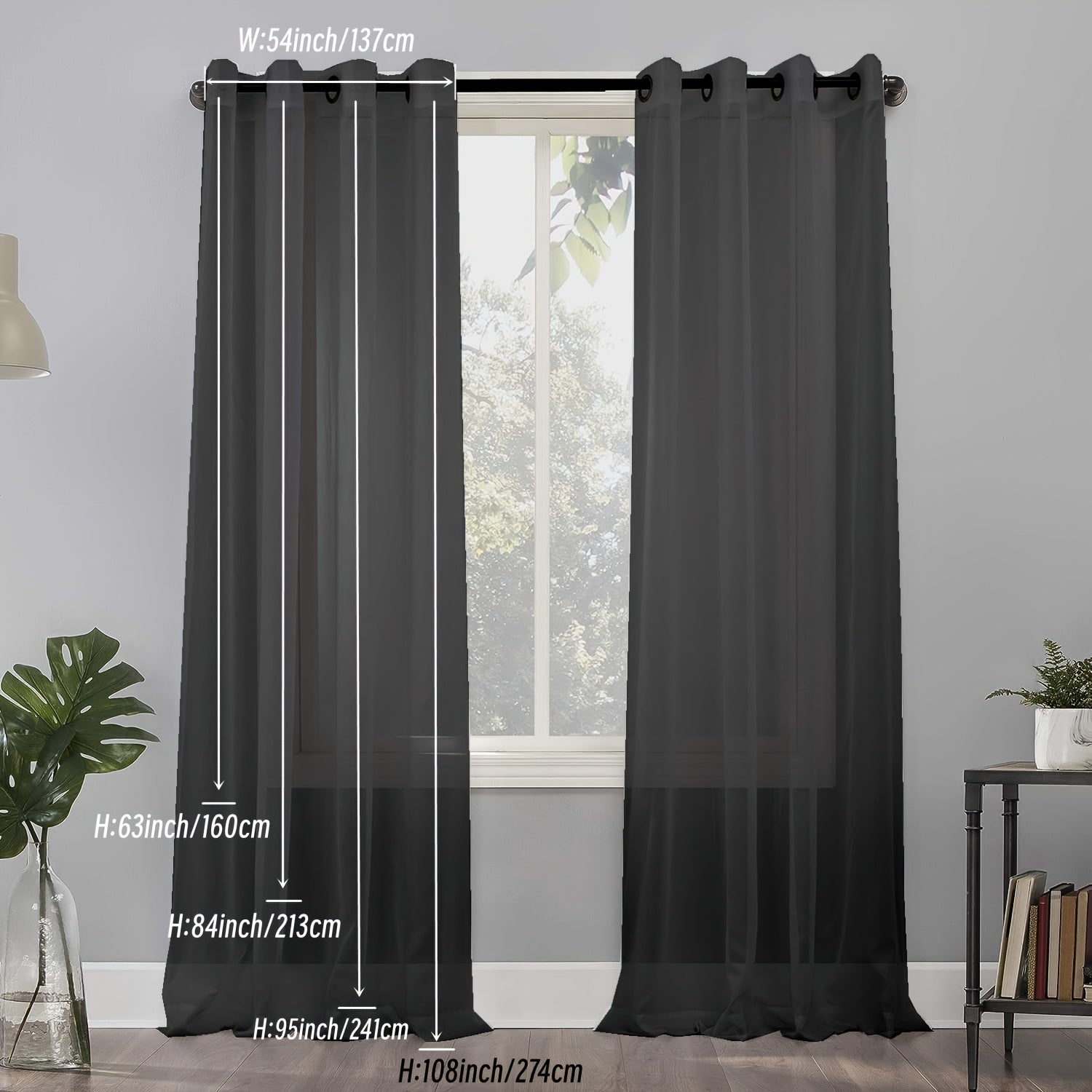 1 Panel Sheer Grommet Top Voile Curtain for Home Decor