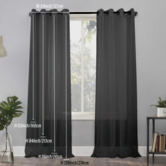 1 Panel Sheer Grommet Top Voile Curtain for Home Decor