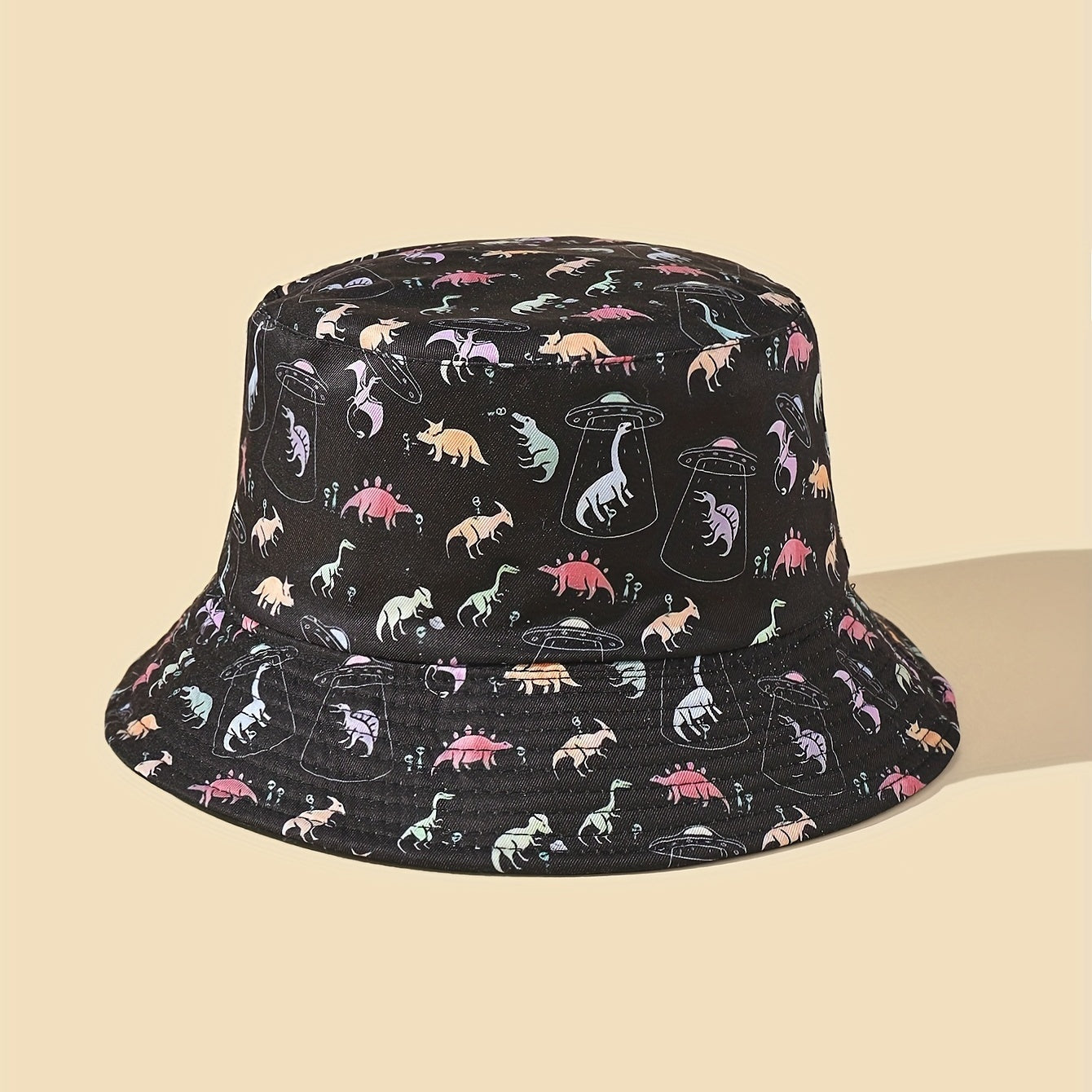 Dinosaur Print Reversible Bucket Hat Sunshade Cap Men Women