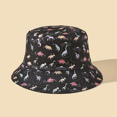 Dinosaur Print Reversible Bucket Hat Sunshade Cap Men Women