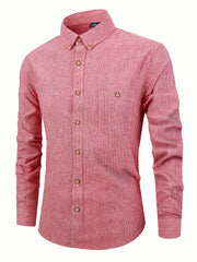 Stripe Print Men s Casual Long Sleeve Shirt With Pocket