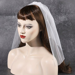 Mesh Head Veil With Comb Double Layer Bridal Veil Faux Pearl