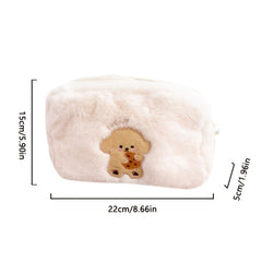 Animal Embroidered Makeup Bag Soft Pouch for Students and Travelers