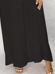 Women's Plus Rhinestone Letter V Neck Wide Leg Tank Jumpsuit