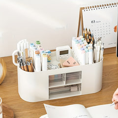 Transparent Desktop Pen Holder with Drawer