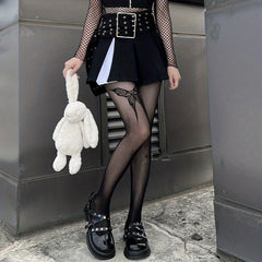 Butterfly Pattern Fishnet Tights High Waist Pantyhose