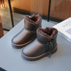 Girl's Solid Snow Boots Warm Fleece Cozy Non slip Ankle Boots