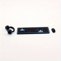 1:12 Scale Dollhouse Gaming Setup with Mini Monitor Keyboard Headset & Chair