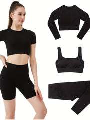 5Pcs Seamless Yoga Suit Slimming Top & High Waist Short & Pant Set