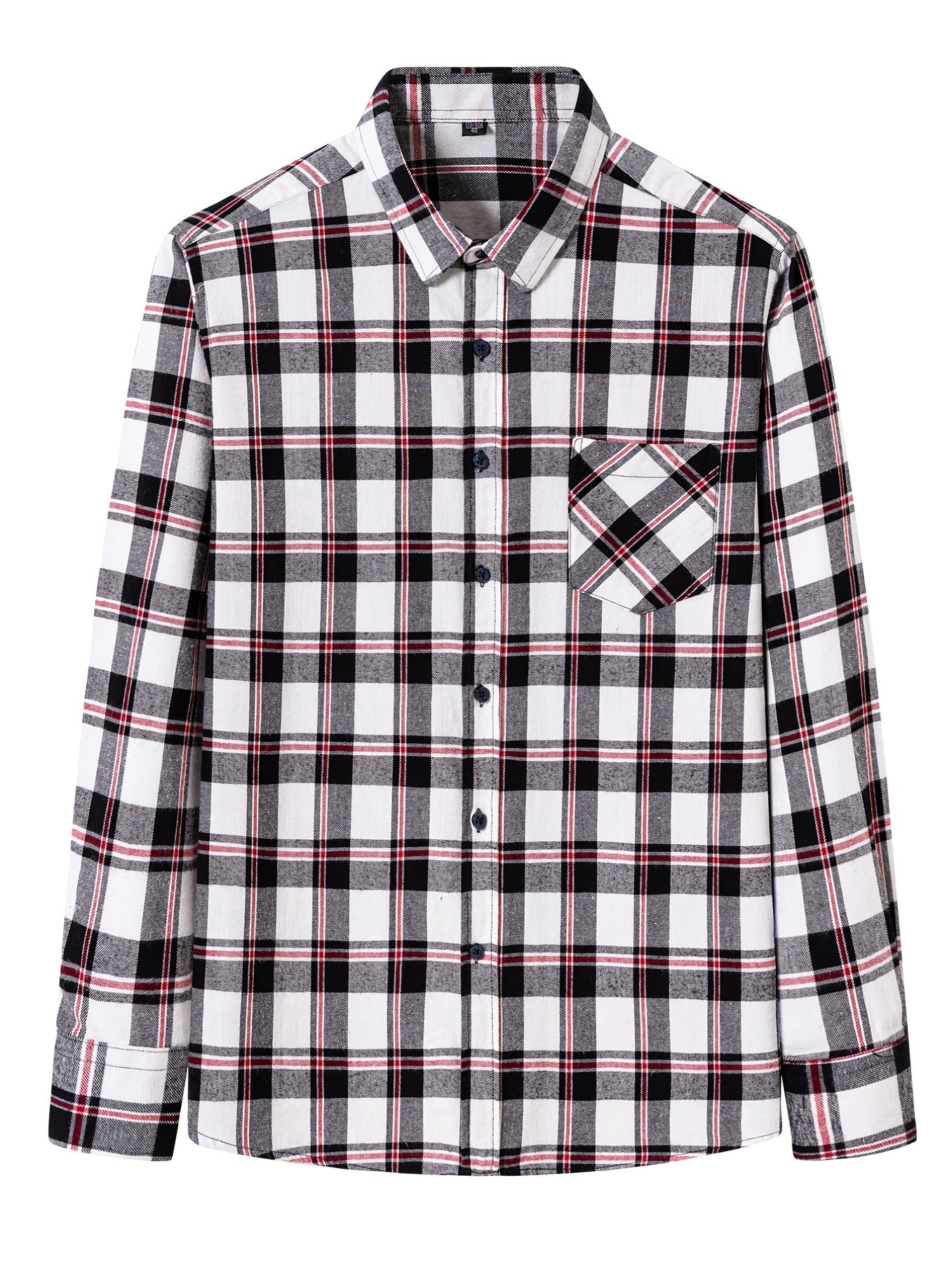 Men's Flannel Plaid Long Sleeve Shirt with Pockets