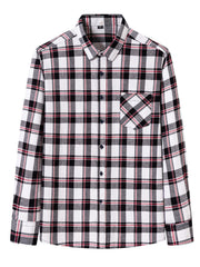 Men's Flannel Plaid Long Sleeve Shirt with Pockets