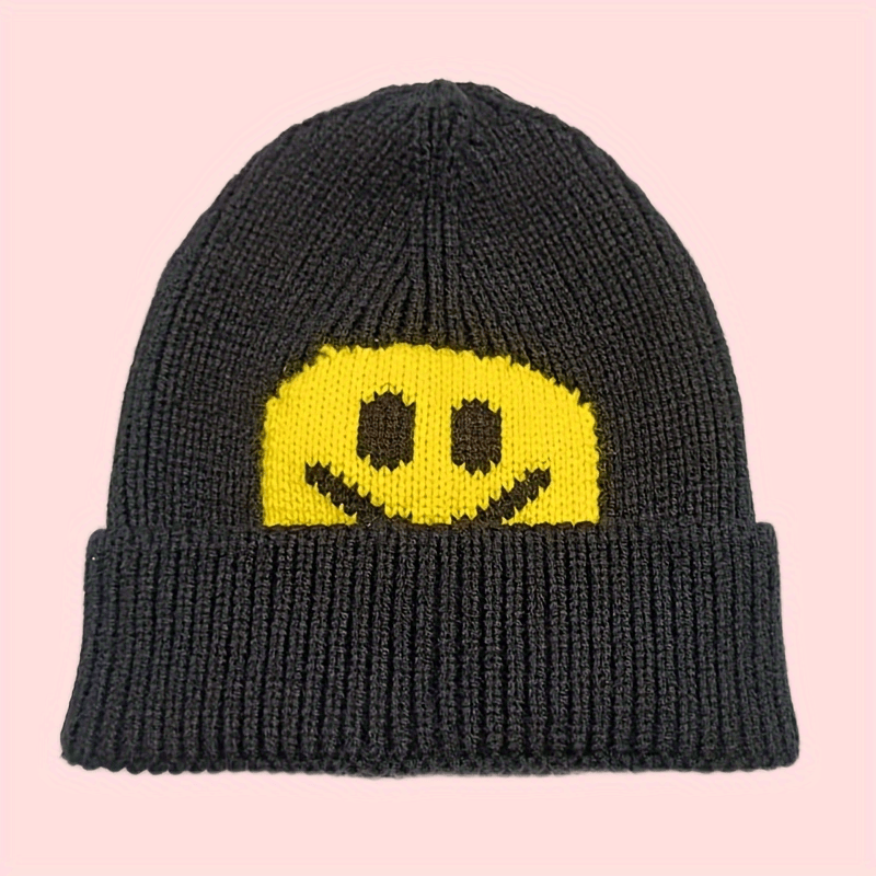 Smile Face Pattern Knit Beanie Hat for Men and Women