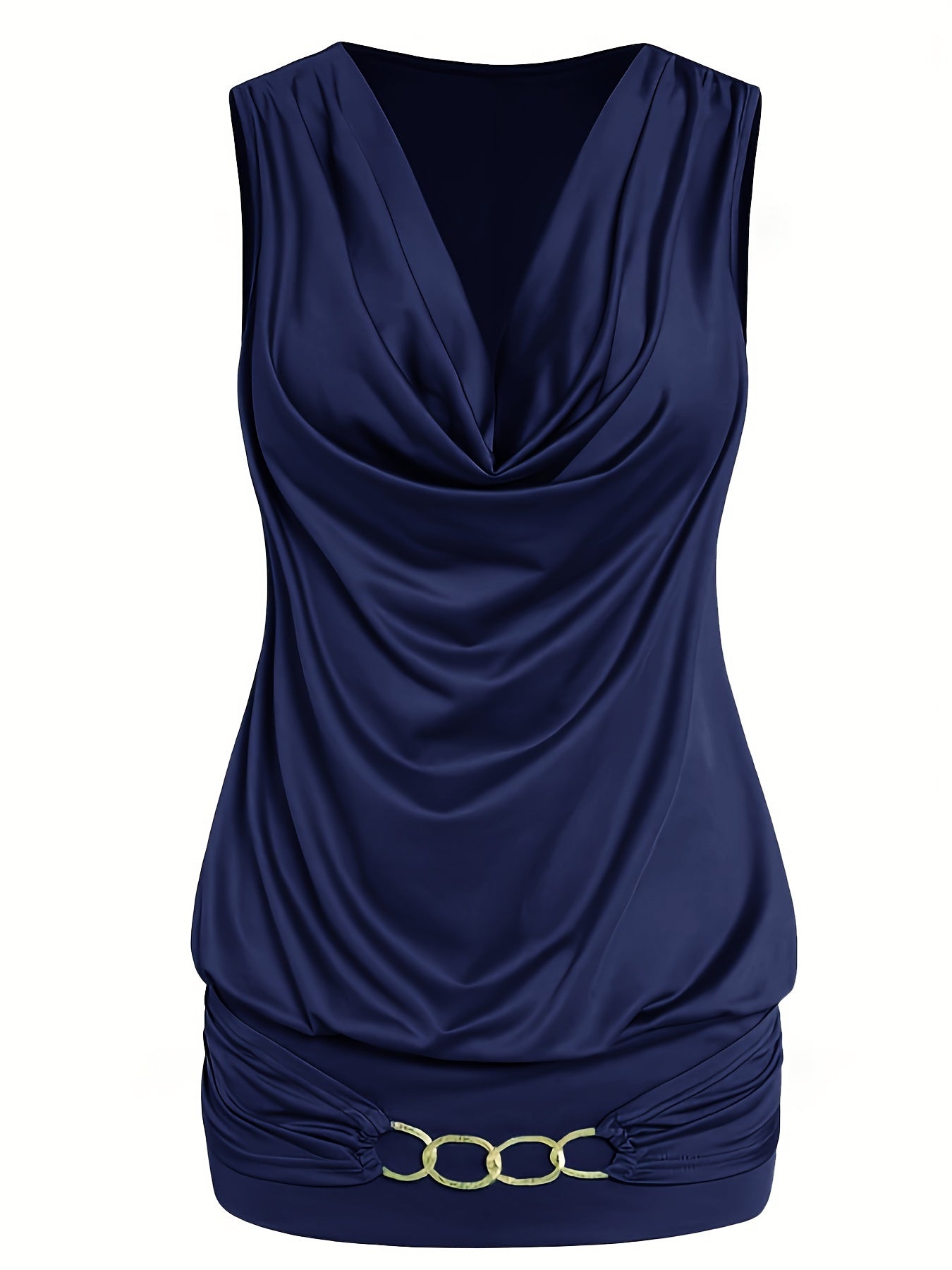 Chain Decor Tank Top & Side Tie Wide Leg Pants Set