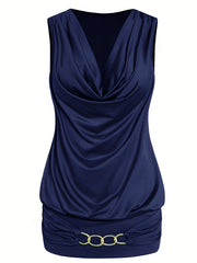 Chain Decor Tank Top & Side Tie Wide Leg Pants Set